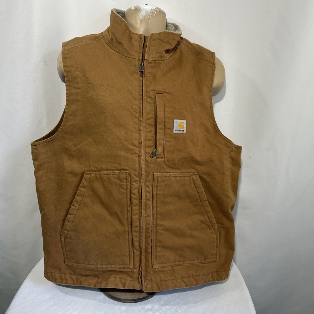 Carhartt Mock Neck Sherpa Lined Vest Mens Large BRN Loose Duck